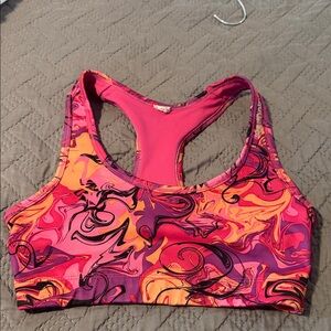 Reebok Swirl Pattern Pink and Orange Sports Bra